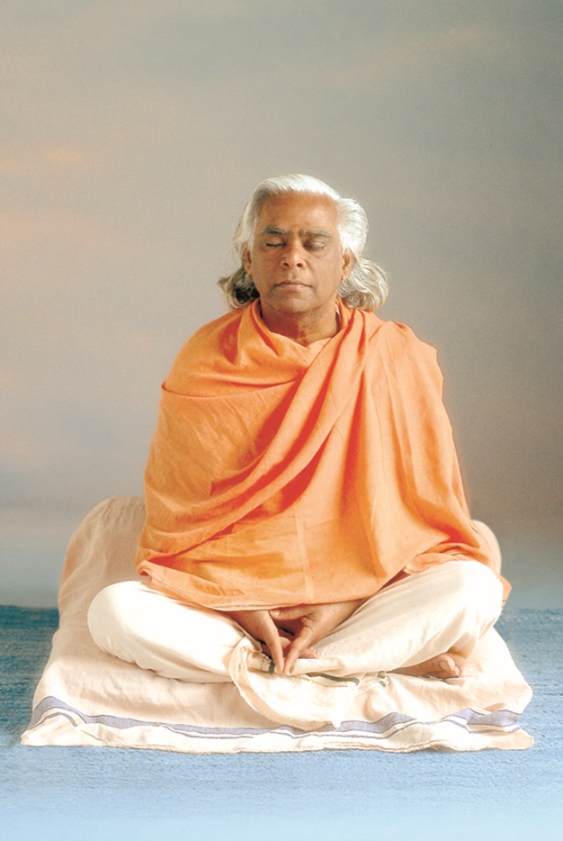 Swami Vishnu sitting closed eyes meditating