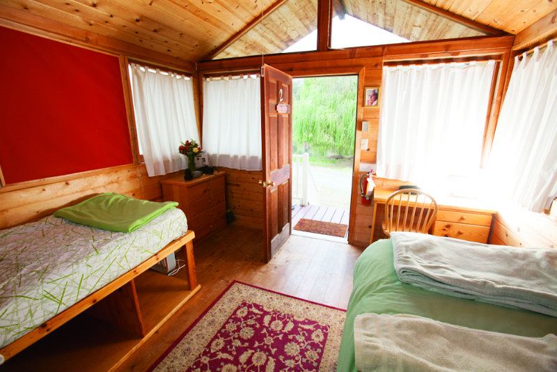 Inside look of an Om Cabin is very simple and a pleasant experience