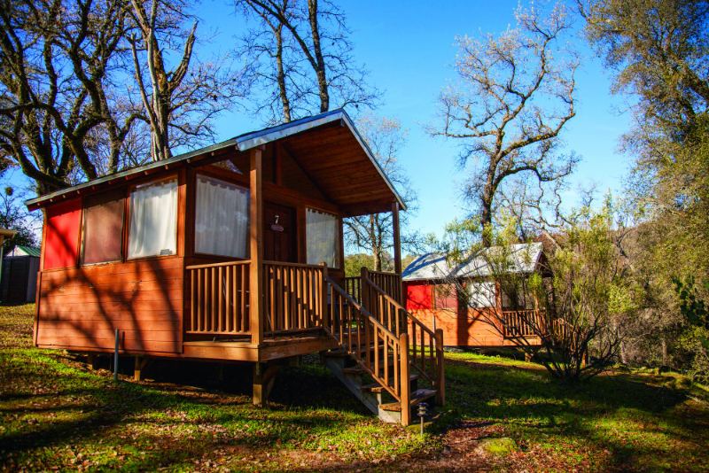 Om Cabins at the Yoga Farm provide simple affordable lodging option