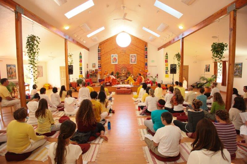 Satsang Hall with teachers and students 