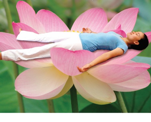 Practice savasana in a lotus flower