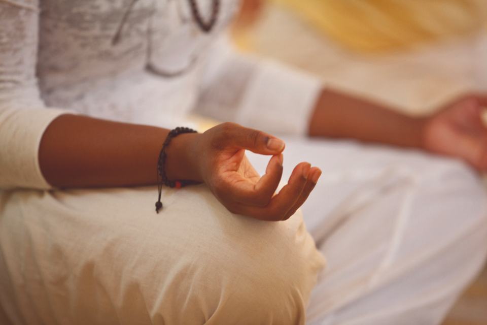 Hands in chin mudra helps connect us to prana