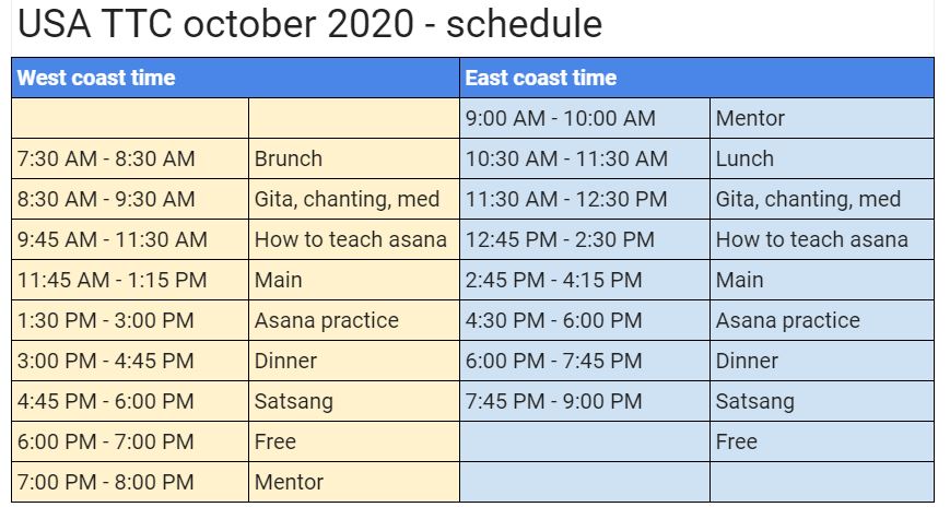 October TTC schedule