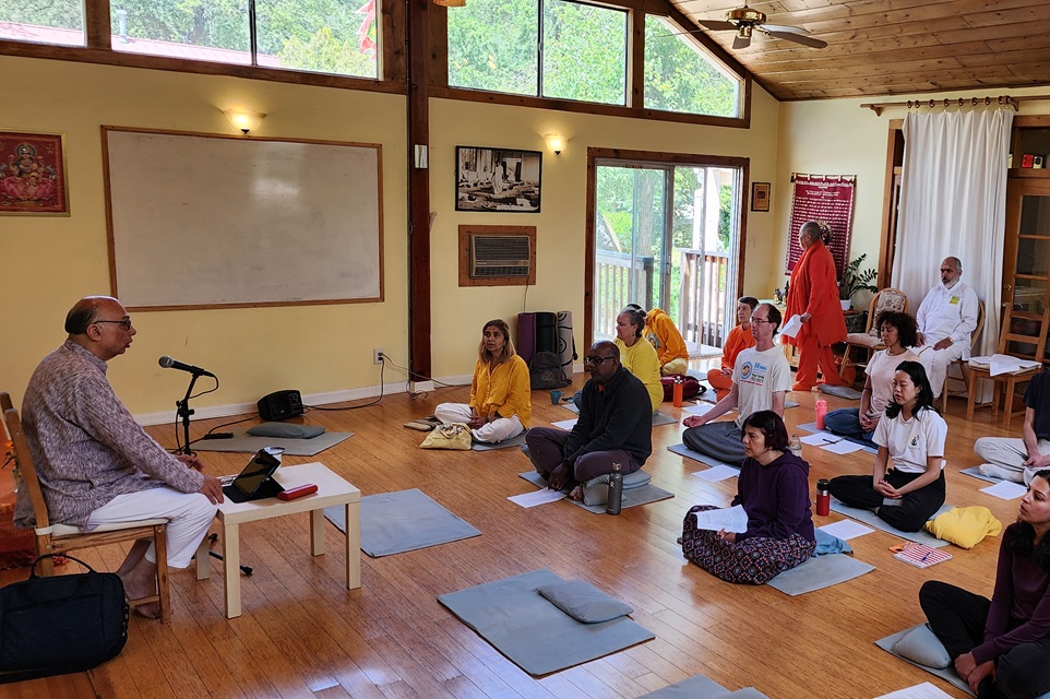 Satsang Hall with teachers and students 